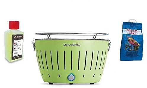 LotusGrill NEW KIT by YESEATIS 2017 - Barbecue da Tavolo + Kit Accensione Carbonella ad alte prestazioni e Gel - VERDE