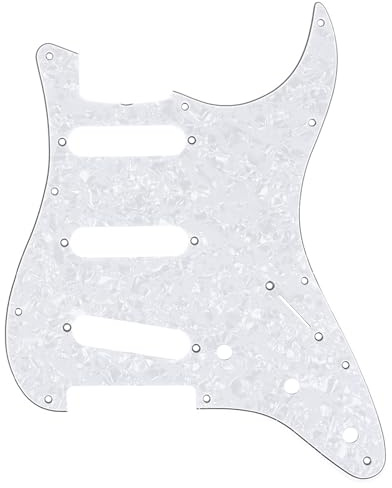 Musiclily Pro 11 Löcher SSS Vintage 62 Schlagbrett 4 lagig White Pearl | für American Strat 62 E-Gitarre