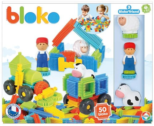 BLOKO - 50er Set 3 3D-Figuren Bauernhof - Ab 12 Monaten Konstruktionsspielzeug 1. Alter - 503592