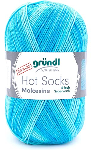 Gründl Hot Socks Malcesine (Sockenwolle aus 75% Schurwolle (superwash) und 25% Polyamid, Made in Italy, 4-fach Sockengarn, 100 g / 420 m, Nadelstärke: 2,5 mm - 3 mm, 1 x 100 g), pool multicolor