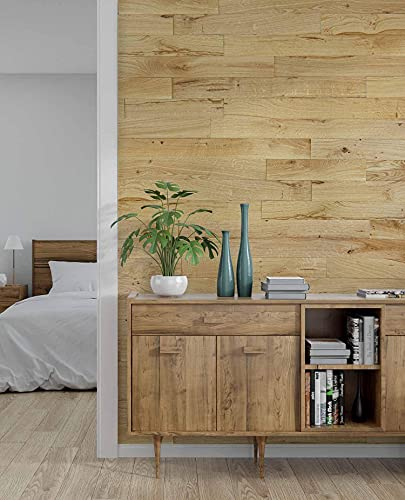 wodewa Wandverkleidung Holz 3D Optik Eiche Rustikal 1m² Wandpaneele Moderne Holzverkleidung Holzwand Wohnzimmer Küche Schlafzimmer strukturiert geölt