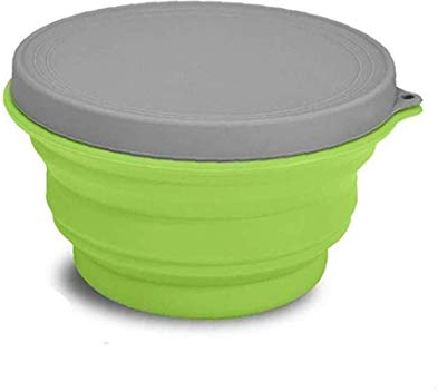 1pc Silicone Collapsible Bowl with Lid, Premium Folding Camping Bowl Portable Picnic Bowl Foldable Food Storage Bowls Container for Kitchen Outdoor Hiking Travel (green)