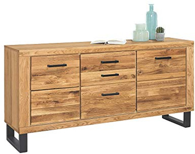 Möbel-Store24 Sideboard Kommode Anrichte Schublade Wildeiche teilmassiv geölt Tiara 158 cm K2346