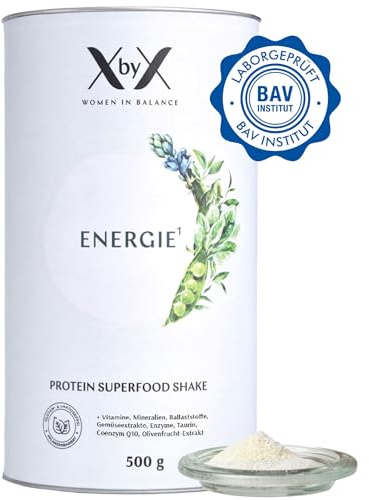 XbyX Energie 500 g | 16 Portionen | Veganes Superfood Proteinpulver für Shake oder Smoothie | Geschmacksneutrales Eiweißpulver mit essentiellen Aminosäuren & wertvollen Vitaminen | Aus Deutschland