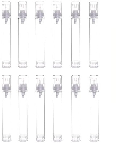 Vasana - Lot de 12 flacons vides à pompe sous vide, rechargeables, en plastique, pour crème, lotion, échantillons de voyage pour cosmétiques, maquillage, articles de toilette
