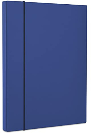 OFFICE PRODUCTS Sammelmappe Erweitert mit Gummiband DIN A4 aus Stark Karton/Rückenbreite: 40mm/ 1 Stück/Dunkelblau/PP-Folie beschichtet/Ordnungsmappe Dokumentenmappe Gummizugmappe Einschlagmappe