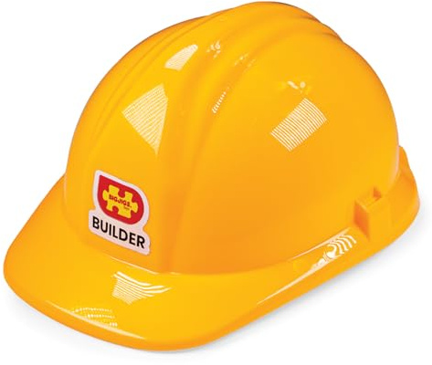 Bigjigs Toys Bauarbeiterhelm | Gelber Schutzhelm für Kinderkostüme | Bauspielzeug für eine Kostümparty | Outfit für Jungen & Mädchen ab 3 Jahren | Lernspielzeug für Rollenspiele