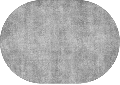 Rururug Teppich Oval Moderner Läufer Orientteppich Kurzflor Flur Schlafzimmer Küche Wohnzimmer rutschfest Waschbar,einfarbig grau, helle Farbe,Oval 80 x 150 cm