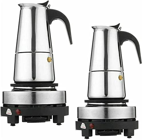 SanBouSi Caffettiera elettrica per caffè espresso in acciaio inox, 200 – 300 ml (6 tazze, 300 ml)