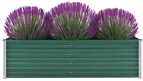 Mogou Garten-Hochbeet, Pflanzkübel, Kräuterbeet, Hochbeete-kit, Schneckenzaun, Pflanztrog, Pflanzgefäße, Pflanzfolie Für Hochbeet,Teichbecken, Verzinkter Stahl 160x40x45 cm Grün