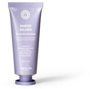 Maria Nila Sheer Silver Booster, Neutralisiert goldene Nuancen, violette Pigmente verleihen einen kühlen Ton, 100% vegan, Sulfat & Parabenfrei 100ml