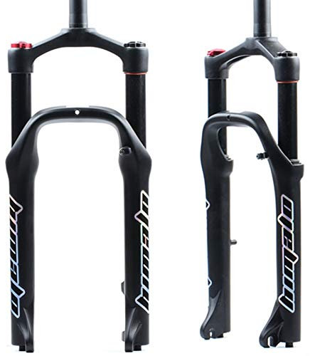 HSQMA 20 Zoll Schneefahrrad Luftgabel Fett Fahrrad Federgabel Federweg 110mm Schnellspanner Gabel 135MM 1-1/8 Gerades Rohr Vorderradgabel Für 4.0-Reifen (Color : 20'' Black)