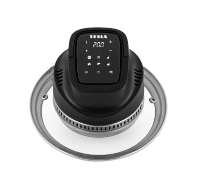 TESLA AirCook Q10 - Tapa multifunción para calefacción de aire caliente, apta para todas las ollas con un diámetro de 24 cm o 26 cm, temporizador de 60 minutos, panel de control táctil
