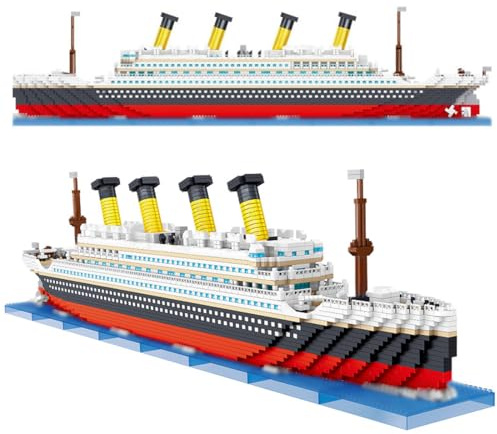 FULHOLPE Technik Titanic Bausteine Bausatz, 4404+ Klemmbausteine Kreuzfahrtschiff Modellbausatz, MOC Technik Cruise Liner Bauset Kompatibel mit Großen Marken