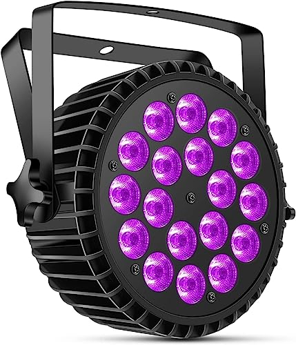 Ukfog 200W 18 LED Par UV+RGB+DMX512 luce da discoteca, luce FarettoParty Light 8 canali/modalità strobo/suono/attiva, effetto luce da DJ per spettacolo, bar, feste, festival