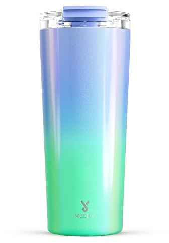 Meoky 710 ml Coffee Travel Mug with Leak-Proof Flip Lid, Coffee Flask Travel Mug, Keeps Hot for 8 Hours or Cold for 24 Hours, Fits in Car Cup Holder (Fairyland)