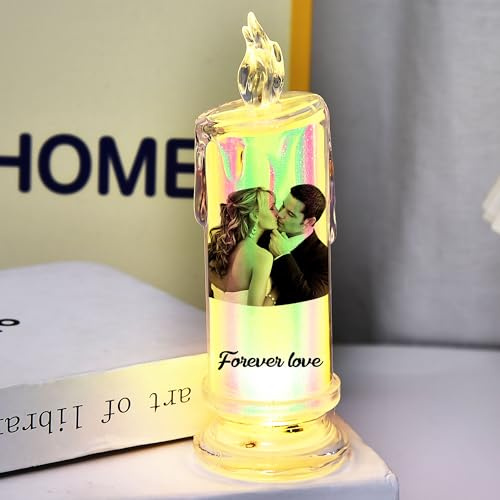 Personalisierte Bild Kerzen Lichter LED flackernde Kerze Lampe, kundenspezifische Foto elektronische Kerze Lampe batteriebetrieben, Weihnachtsferien saisonale Dekor (Gemischte Farbe)