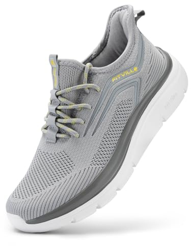 FitVille Scarpe da Corsa con Piedi Larghi Uomo Sneakers Extra Large Scarpe Ginnastica Leggero per Correre Jogging Grafite con Bordo Nero 42 EU X-Larga