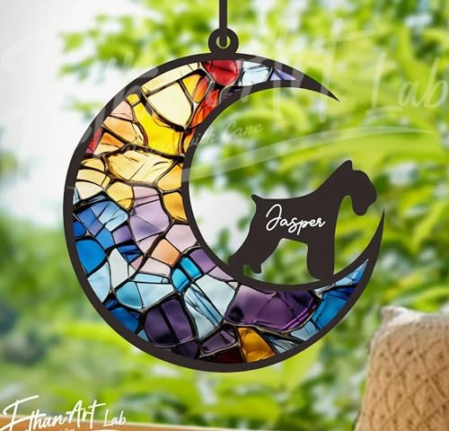 gawysbm Personalized Dog Memorial Suncatcher, Dog Memorial Suncatcher Ornaments, Custom Name Dog Breeds Suncatcher Ornament, Loss of Dog Sympathy, Dog Lovers Gifts