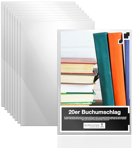 20x Buchumschlag klar & transparent Umschlag & Hefthülle Buchschoner - DIN A4 – ideal für den Schutz von Büchern, Heften, Schulbüchern und Notizbüchern