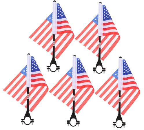 MERRYHAPY 5sets Handle Flag Sturdy American Flags Poles for Lightweight and Portable for Trailers Scooters and Karts