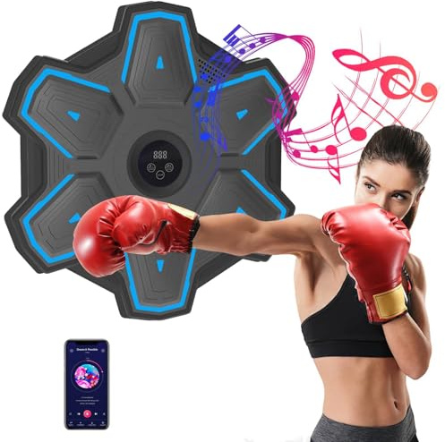 EagerMinds Music Boxing Machine, Intelligente Musik Boxmaschine mit 8 Geschwindigkeiten & Bunte Lichter, Bluetooth-Musikboxmaschine für Kinder und Erwachsene, Heimtraining/Stressabbau (Black)