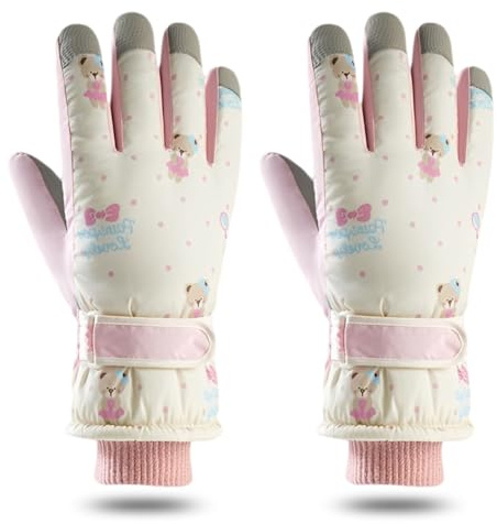 XNAUVOI Bär Winterhandschuhe, Winter Warme Handschuhe wasserdichte und Winddichte, Warme Snowboard Handschuhe mit Verstellbaren Bündchen, für Snowboard Klttern Skifahren Radfahren