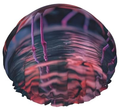 YHBLYKXP Tropischer Flamingo-Druck, verstellbare doppellagige Duschhaube, wiederverwendbare Damen-Duschhaube für Spa-Salons