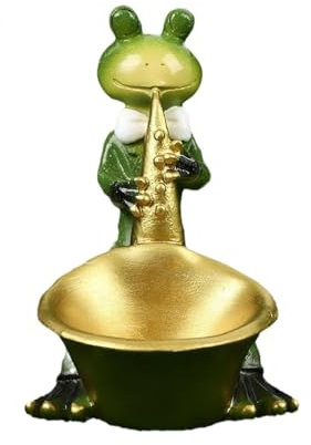 LOVIVER Blumentopf in Froschform, Harzstatue, Behälter, Dekoration, Blumentopf, Tier-Pflanzgefäß für Bauernhof, Einweihungsregal, Garten, Büro, Trompete 9x11x13cm