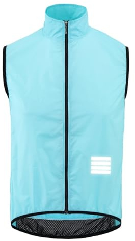 YDYAENIO Cycling Jacket Cycling Vest Mens Cycling Lightweight Windproof Reflective Bike Sports Sleevess Jackets(BLUE,2XL)