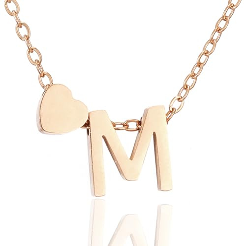 AFSTALR Herz Kette mit Buchstaben Anhänger Halskette mit Buchstabe, Damen Initial Alphabet A-Z Edelstahl Gold/Silber Ketten Verstellbar, Personalisierte Schmuck Geschenke für Frauen