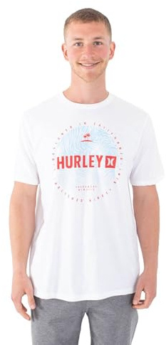 Hurley Palm World Camiseta, Blanco, M Men's