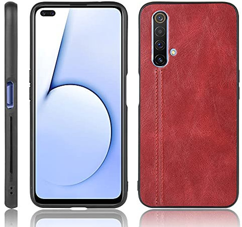 Jiajihua Funda Compatible con Realme X50 5G,Compatible con Realme X3 / X3 SuperZoom [PU Textura de Cuero] [PU+PC+TPU] Funda Protectora de cámara 3 en 1 Red
