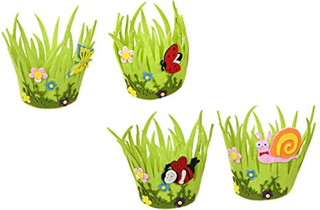 4 Piezas Cesta De Inflable Cestas De Para Frescos Cesta De Fieltro Huevo De Canasta De Decoraciones Rellenables Tela No Tejida Green