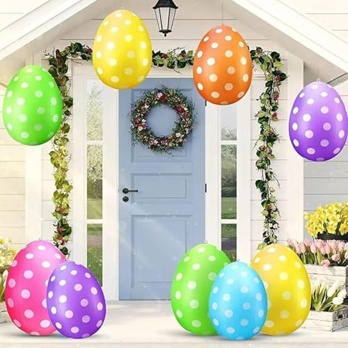 Morkite 6 Stück Aufblasbare Ostereier, 40 cm Lang, aufblasbar, für drinnen, draußen, Bunte Ostereier, Feiertagsparty Osterdekorationen für Rasen, Garten, Terrasse (6 PCS, One Size)