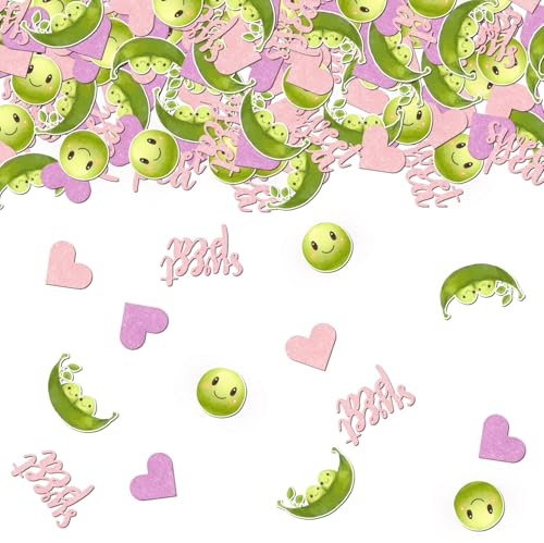 200 coriandoli da tavolo a forma di pisello dolce, rosa con piccoli piselli dolci, decorazioni da spargere per due piselli in una festa di baccello, un regalo a forma di pisello dolce, decorazione a