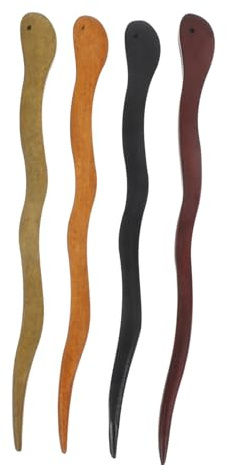PACKOVE 4 Palos Chinos Pelo de Madera, Palillos para Moño Estilo Oriental, Cómodos Irritación, para Boda y Citas
