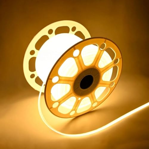 IBZLED Tira LED COB, 220V,4Mtr, 3000K+Cable alimentación+2 piezas para sujeccion por cada metro, 288LEDs/m, IP65, 9W/m, 600Lm/m, Corte Cada 500mm