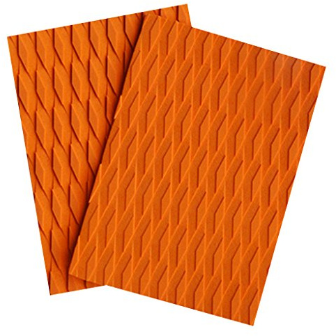 KiBcsLic 2 Stück Premium Anti Rutsch Eva Traktionspads mit Diamantrillen, Deck Griff Tail Pads für Surfbretter, Skimboards, Paddleboards Und Shortboards, Orange