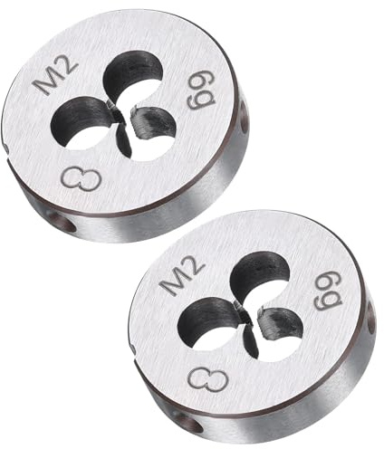 TA-VIGOR 2 Stück M2 x 0,4 metrische verstellbare Gewindeschneider, legierter Werkzeugstahl, Rechtshänder, runde Schneideisen zur Bearbeitung, Korrektur oder Reinigung von Außengewinden (Metall