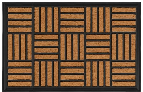Underfoot Outdoor Door Mat Anti-Slip Mosaic Home Entrance Doormat | Removes Grass, Mud and Dirt | 100% Natural Coir with Rubber Backing (60cm x 40cm)