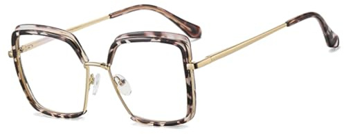 Retro Glasögonbåge Dam Med Fjäderhängande Metallbågar För Män Leopardfärgade Bågar (Leopard)