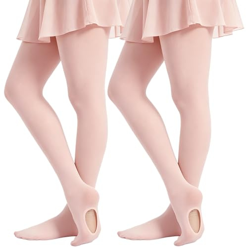 DUCMODA Medias Convertibles de Ballet para Niñas, Suaves Pantymedias de Baile Infantil, Medias Infantiles 2 Rosa Ballet 116-134
