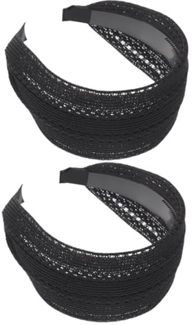 LOLIPPYY 2 Stück Breites Atmungsaktives Sport stirnband Schwarz Rutschfestes Mesh haarband mit Zähnen für Yoga Laufen und Vielseitige Beauty anwendungen Schützt Frisur bei Make up und