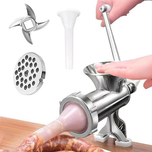 Küchenmühle,Schwere Manuelle Lebensmithle | Handbetriebener Fleischwolf Mit 3 Wurstfülltüllen | Für Haushalt Wohnheim Restaurant Wohnung Mietverhältnis Rindfleisch Pfeffer Pilz