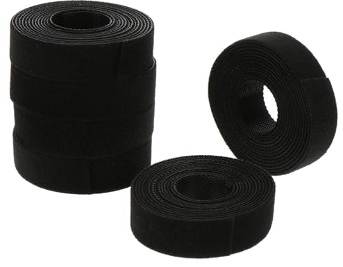 OATIPHO 6 Rollen Klett Kabelbinder 15m Lang Schwarz Wiederverwendbare Kabelbinder für Kabelmanagement Kabelorganisation und Elektronik