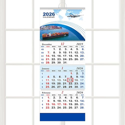 Calendario Para 2026,Organizador Para El Hogar De 3 Meses,Calendario De Pared Mensual Colgable | Para Uso En El Hogar Estudio Sala De Estar Dormitorio Taller De Arte