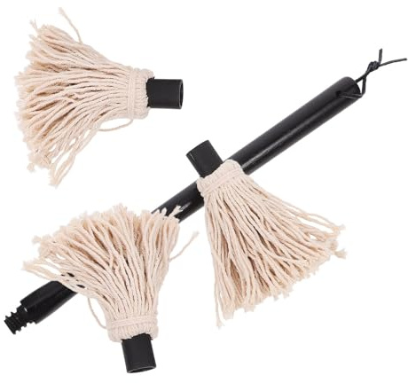 FIXOSHEE Balai à Badigeonner Barbecue avec Manche Bois Têtes de Rechange Brosse Cuisine Huile et Sauce pour Cuisson Grillade et Pâtisserie Brosse Gril et Pratique