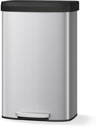 RBFGYIOP Capacità extra 80L/21 Galloni – Pattumiera rettangolare in acciaio inox – Coperchio soft-close, pedale antiruggine – Maniglia posteriore – Per casa, ufficio, bagno – Colore acciaio inox