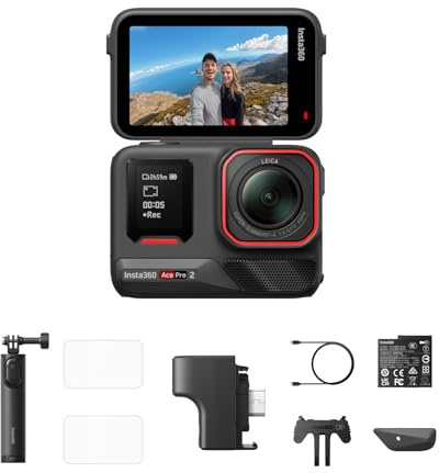 Insta360 Ace Pro 2 Pack Starter(1x Batteria) - Action cam impermeabile 8K progettata con Leica, sensore da 1/1,3, doppio chip IA, alte prestazioni in scarsa luce, schermo direzionale 2,5 per vlog